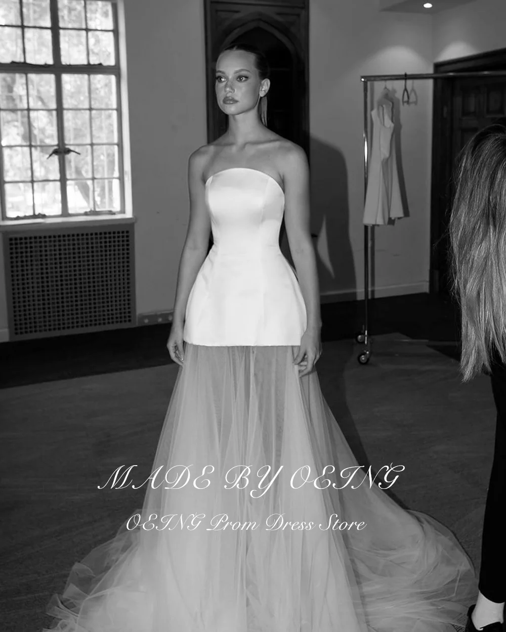 OEING Simple A Line Bride Wedding Gowns Strapless Court Train Bridal Gowns Boho Wedding Party Dresses robe de mariée Gala