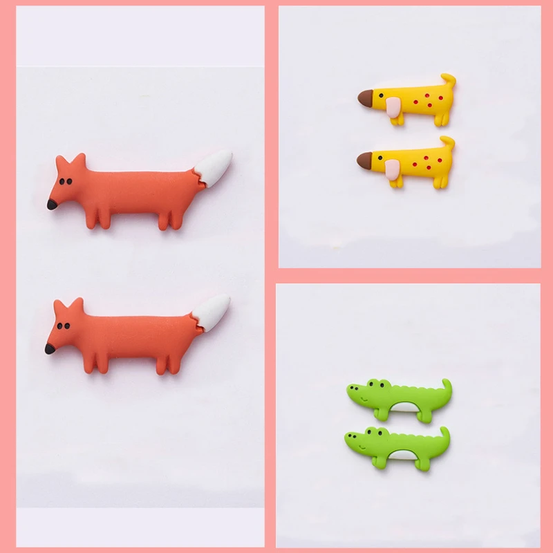 كابوشون بظهر مسطح على شكل حيوانات كرتونية ، زينة كاواي حرفية ، أجزاء ديكو للهاتف ، إكسسوارات أقواس شعر ذاتية الصنع ، تمساح ، ثعلب ، بطة ، 5 * *