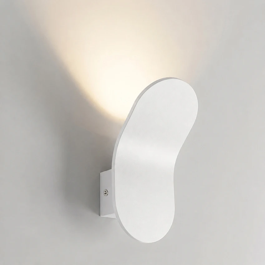  Minimalist LED Curved Wall Light Matte Black White Brushed Gold Coffee Aluminum Wash Light Sconce Bedroom Bedside Living Room