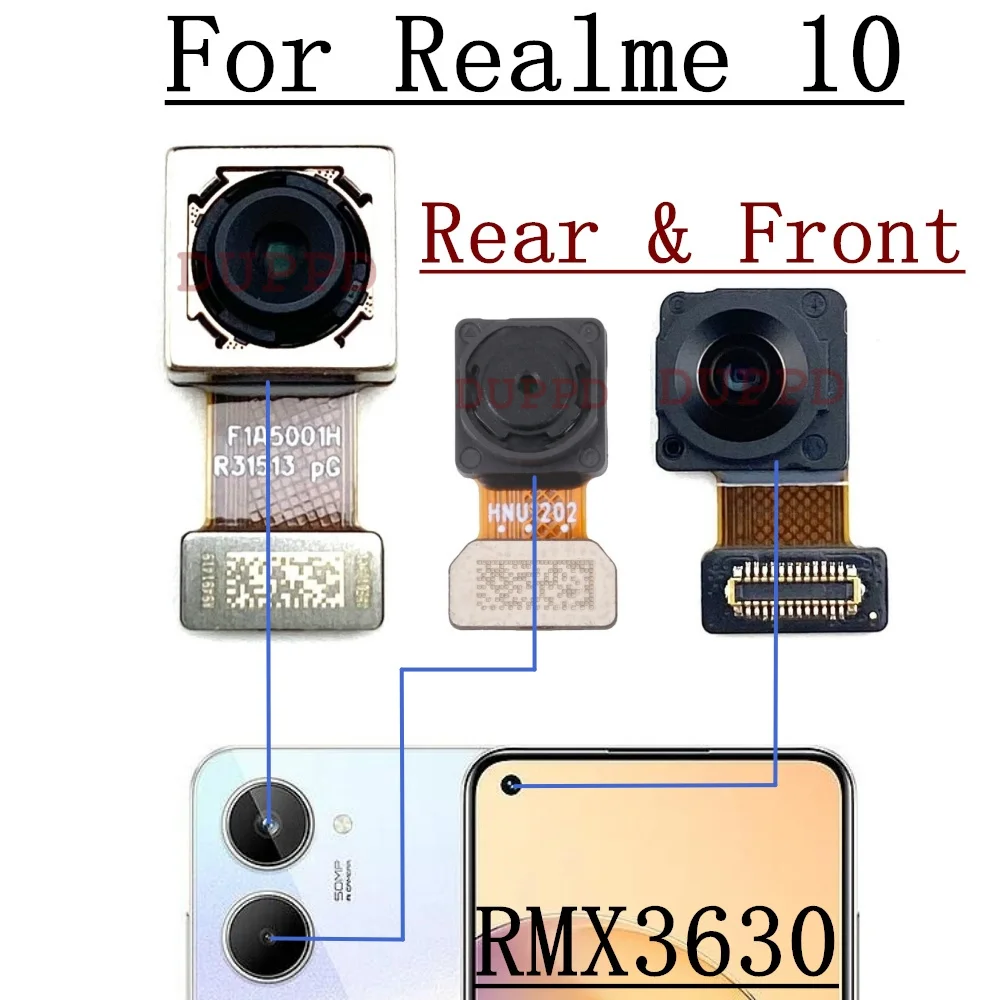 Caméra selfie frontale d\'origine pour Realme 10 RMX3630, grande vue arrière principale, câble flexible, remplacement mobile