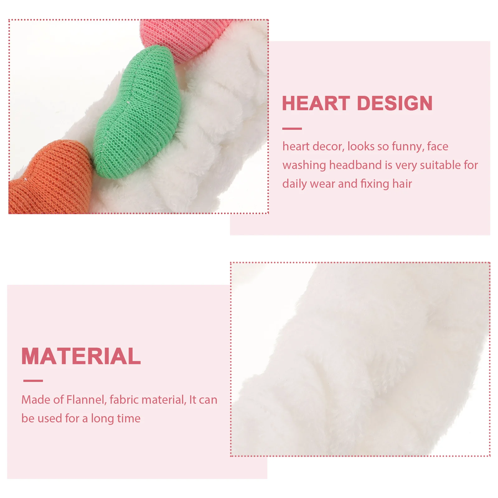 

Colorful Heart Headband for Face Washing Women Skin Care Makeup Spa Accessories White Fabric Cute Love Hairband Durability