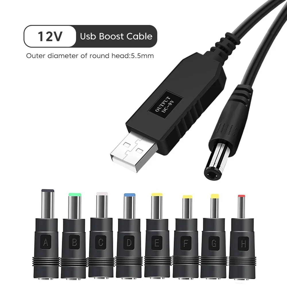 Kabel do powerbanku WiFi - przewód USB do DC 5V/12V z konwerterem podwyższającym napięcie do routera/modemu/głośnika, przenośny adapter do ładowania