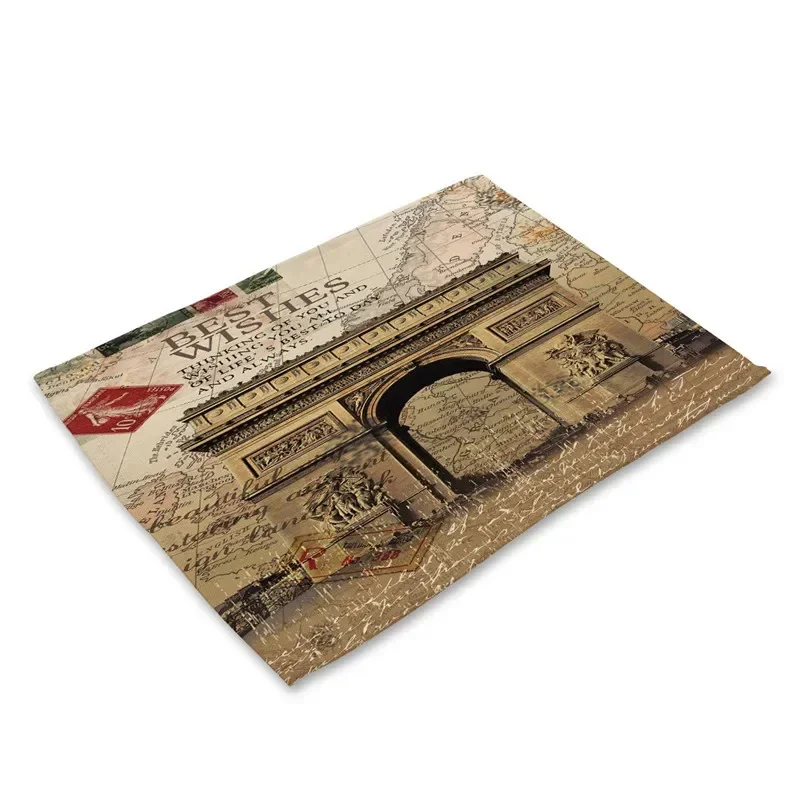 Ancient Building Placemat Bowl Drink Coasters Table Mats Kitchen Decoration Accessories for Dining Table Flowers Cup Mat