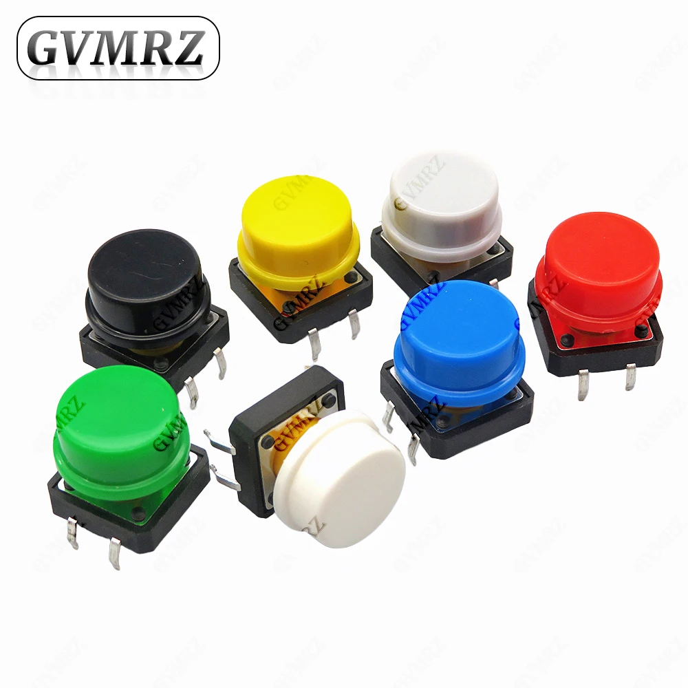24PCS Tactile Push Button Switch Momentary 12PCS Tact Cap(6 colors) for Arduino Switch+ 12*12*7.3MM Micro switch button 