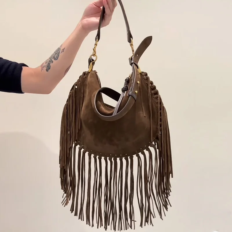 

Bohemian Style Shoulder Bag Women 2025 Trend High Quality Faux Suede Tassel Tote Bag Large Capacity Fashion Designer Female Bags