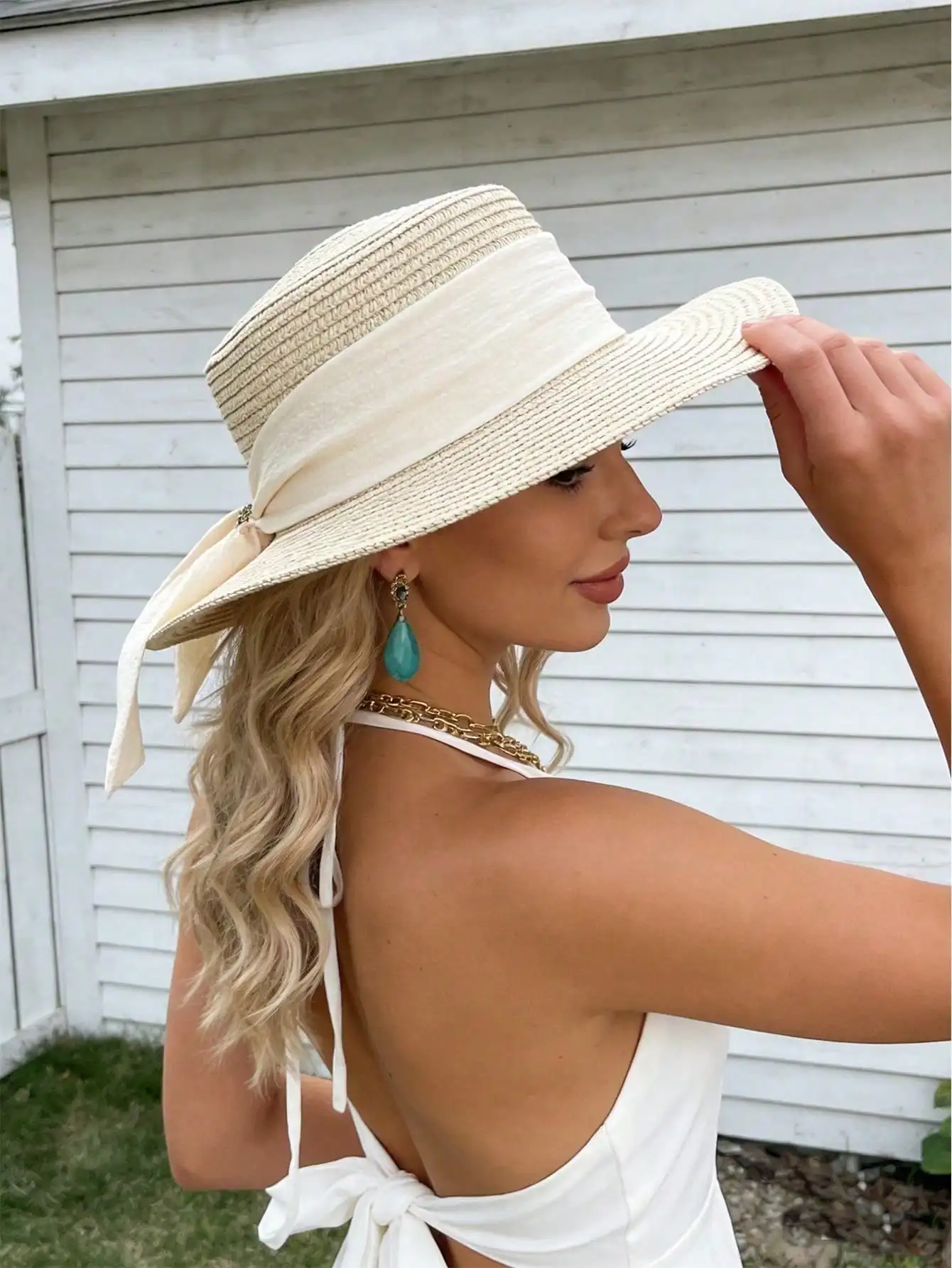 

1pc Women's Fashionable Summer Beach Sun Hat,Holiday,Travel