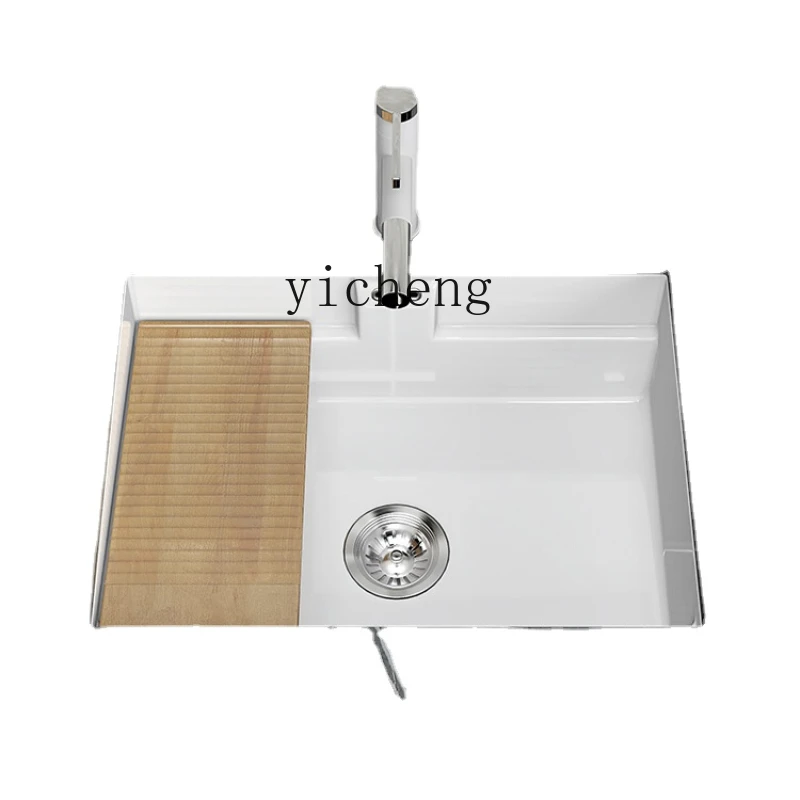 

YY Embedded Ceramic Undercounter Laundry Basin with Washboard Sink Deepening Laundry Tub