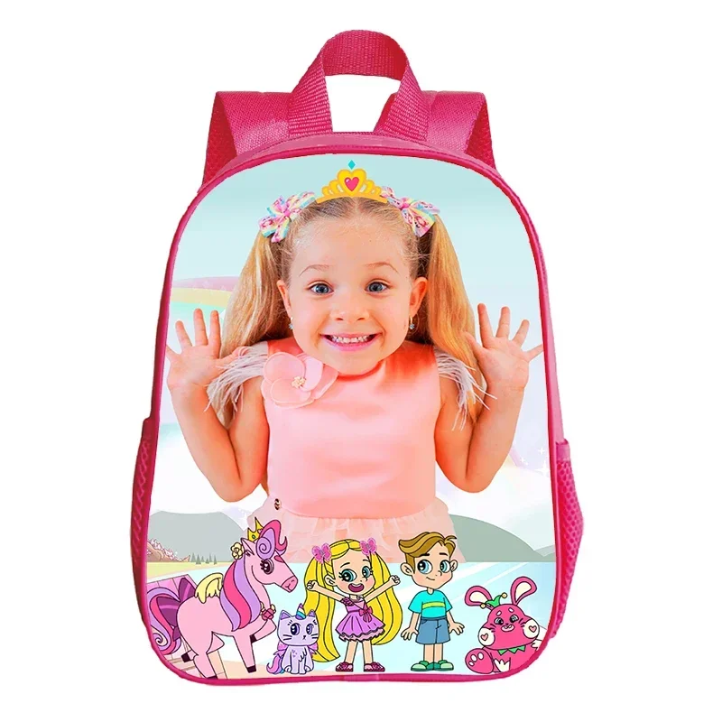 

Kids Pink Backpacks Kindergarten Bag Diana Show Printed School Bags for Preschool Girls Kawaii Bookbag Toddler Softback Bag