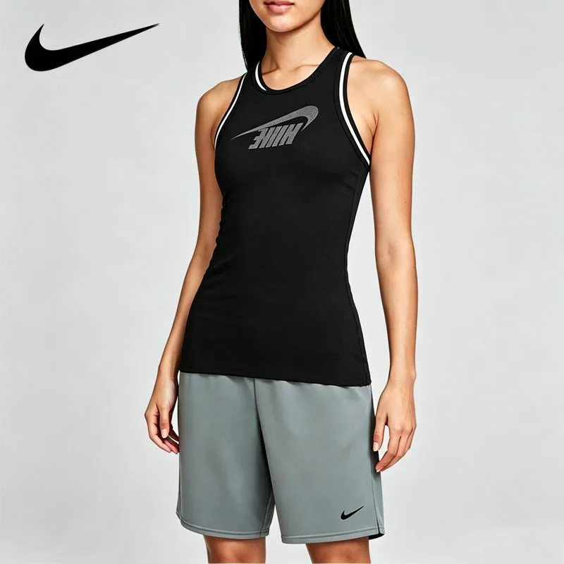 

Nike 2PCS Womens Sports Suit Sleeveless Breathable Knitted Vest DRI-FIT Sports Shorts FZ1143-010+IF2183-084