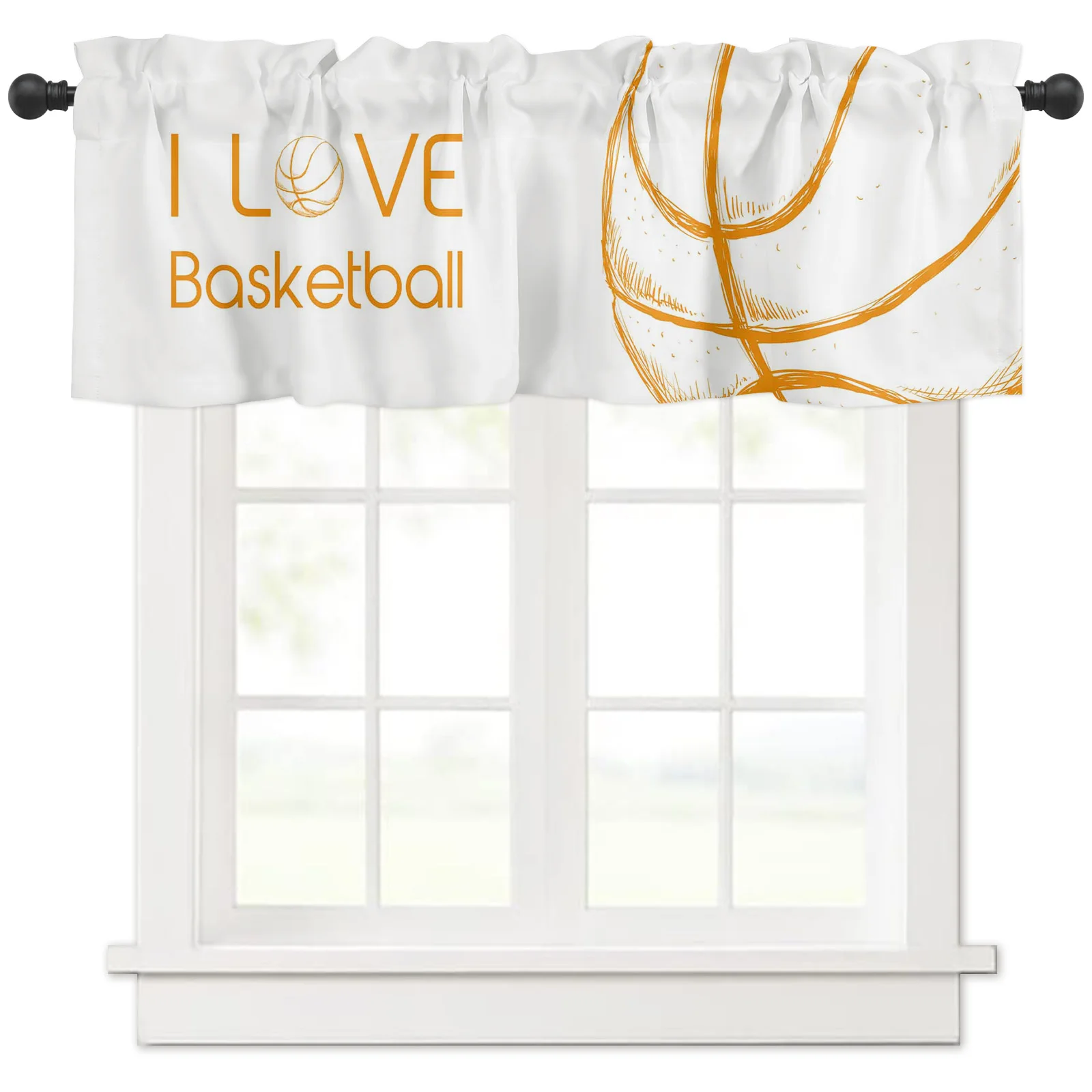 

ZEDLIYU Valances for Windows Kitchen Living Room Small Window Valance Basketball 1 Panel, 54 x 18 Inch