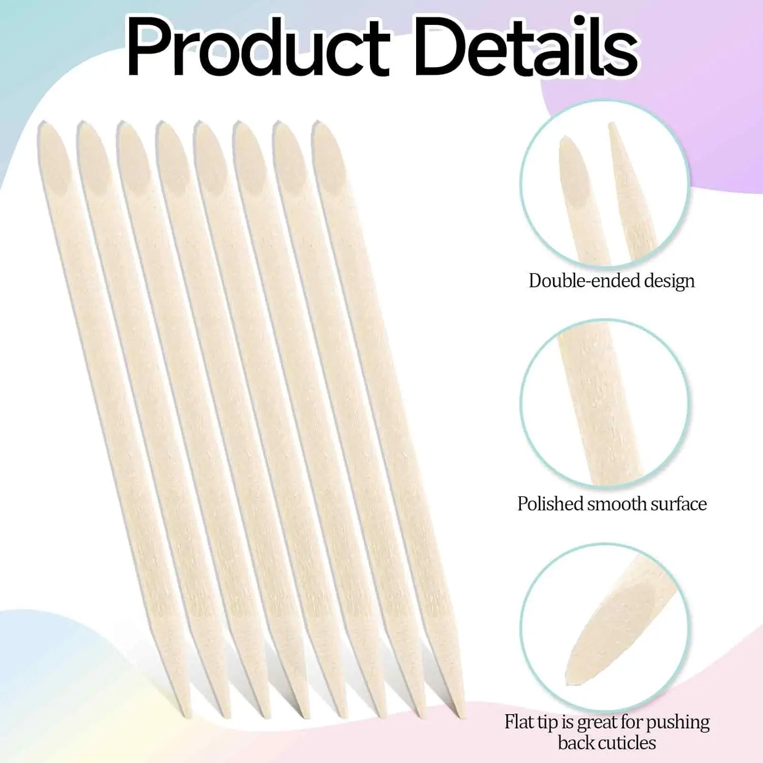 100Pcs Sticks for Nails Wood Cuticle Pusher Sanding Sticks Double Head Cuticle Pusher Remover 11.5cm Manicure Pedicure Tools