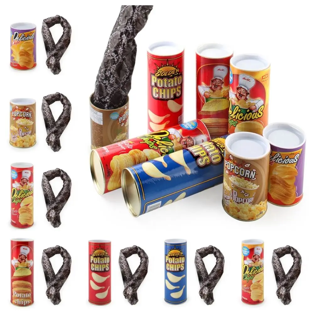 Spoof Jokes Reusable Fake Snake Toys Spring Snake Jump Magic Tricks Potato Chip Can Toys Popcorn Can Party Decoration