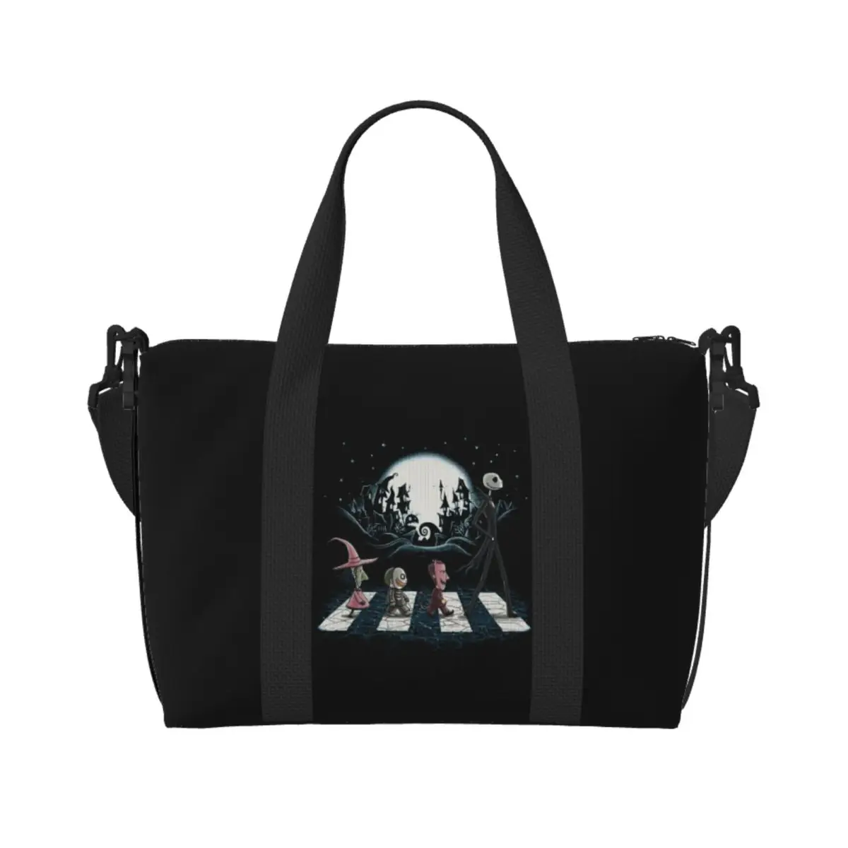 

The Nightmare Before Christmas Grocery Tote Shopping Bags Women Big Capacity Halloween Skull Skellington Gym Beach Travel Bags