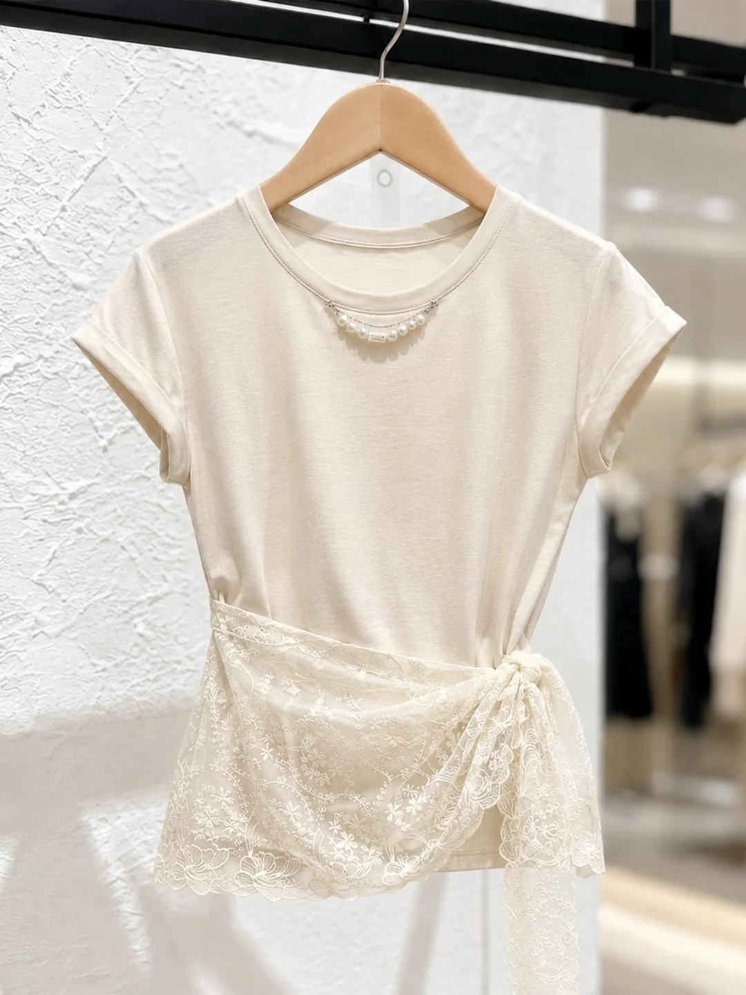 

Korean Style Casual Versatile Short Sleeve T-Shirt round Neck Design Sensation Small Audience Women's Summer New Arrival