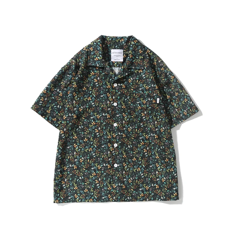 Men Summer Vintage Flower Print Fashion Loose Casual Short Sleeve Beach Shirts Male Korean Net Celebrity Dress Shirts Blouses