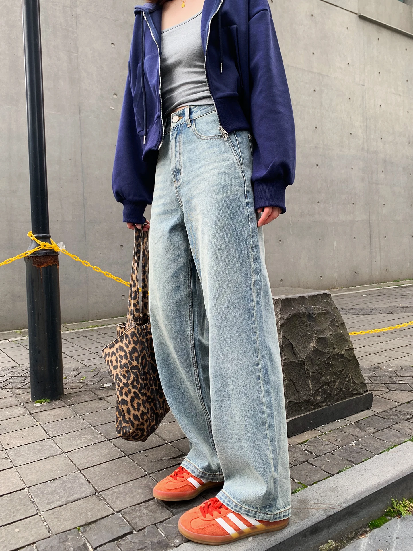 

Light Wash High Waist Straight Leg Jeans Women's Casual Spring Summer Autumn Cotton Denim Pants Slimming Loose Fit Jeans