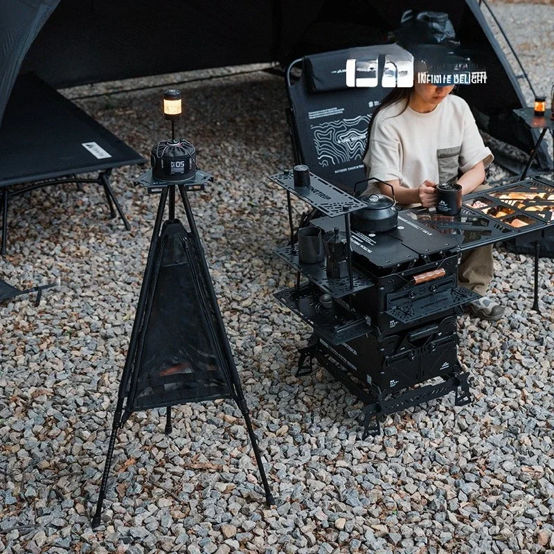 Stół kempingowy na zewnątrz, przenośny, z regulacją wysokości, ze stopu aluminium, zdejmowany stół sześciokątny