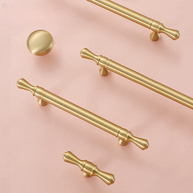 

American cabinet door handle pure copper wardrobe cabinet door drawer single hole modern simple high-grade brass door handle