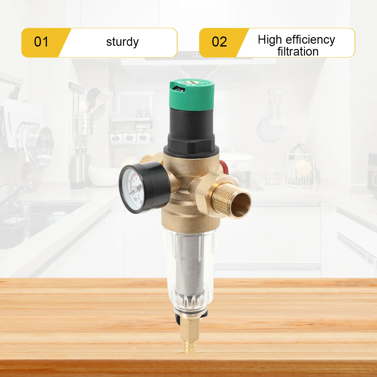 1 Stück Wasserdruckregler mit Rückspülfilter und Manometer DN20 Gartenbewässerungszubehör – Detail 6