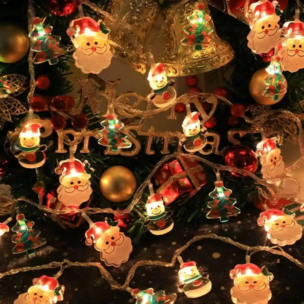 1 قطعة أضواء عيد الميلاد في الهواء الطلق مع سانتا كلوز ثلج شجرة عيد الميلاد بطارية تعمل بالطاقة للمنزل غرفة نوم حفل زفاف زينة عيد الميلاد