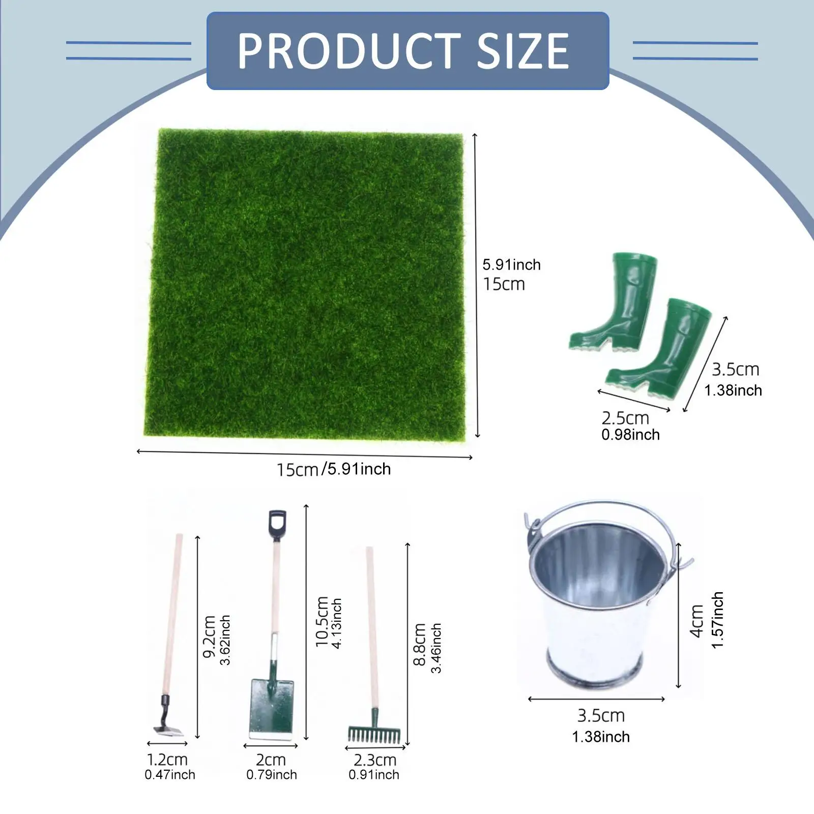 ชุดเครื่องมือทำสวนจิ๋ว ของเล่นจำลองฉากสวน ชุดเครื่องมือทำสวนขนาดเล็ก สำหรับตกแต่งสวนหลังบ้าน