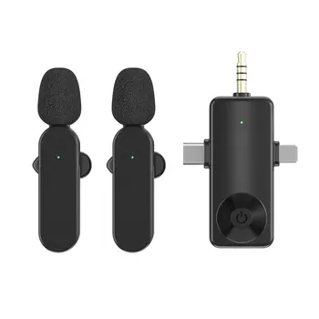 3in1 Wireless Lavalier Microphone Audio Video Recording Mini Mic for iPhone Android Mobile Phone Laptop Live Game Microphone