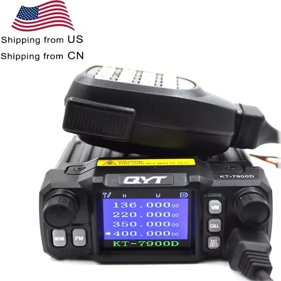 Latest Version Mini Mobile Radio QYT KT-7900D 25W Quad Band 144/220/350/440MHz KT7900D UV transceiver or with Power Supply