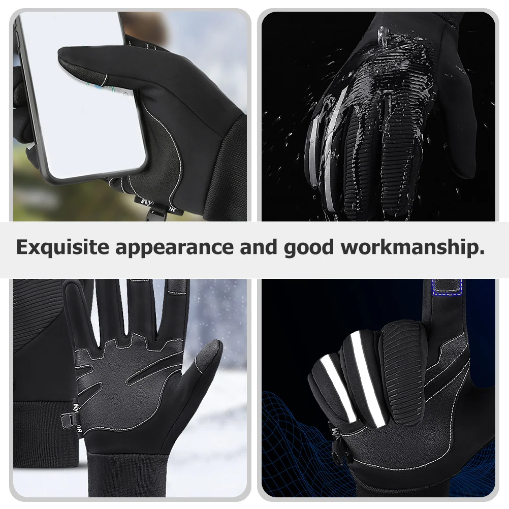 

1 Pair Windproof Waterproof Bike Gloves For Cycling Riding Outdoor Sports Touch Screen Fitness Hand Covers Winter Warm Riding