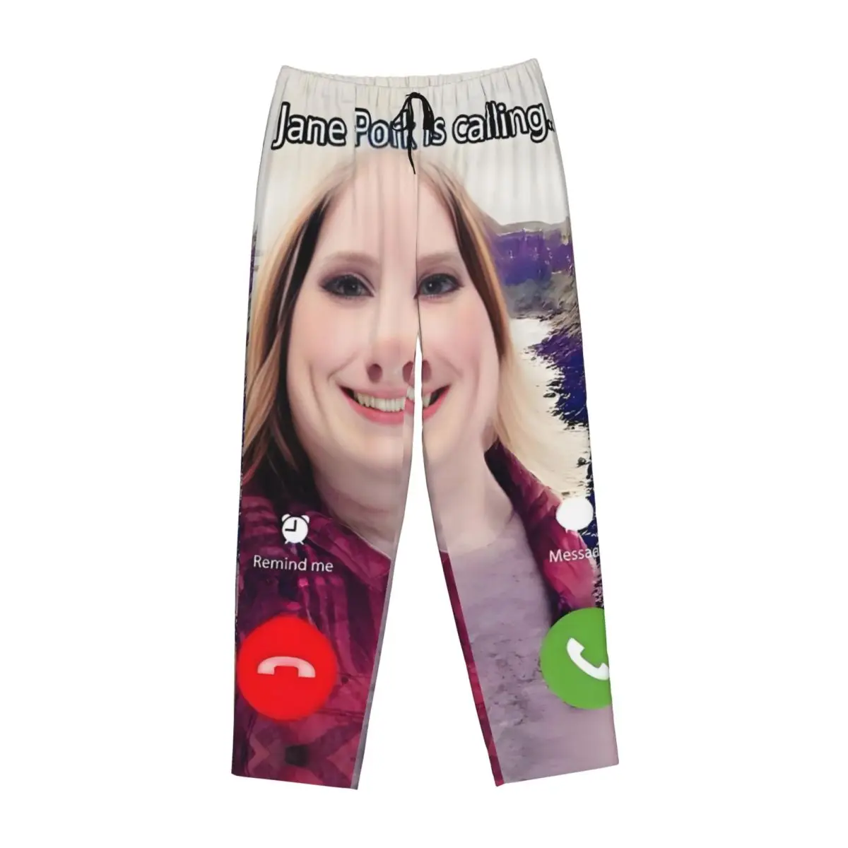 カスタムプリント「ジョン・ポークが呼んでいる」女性用パジャマパンツ、面白い豚柄スリープウェア、ポケット付きボトムス