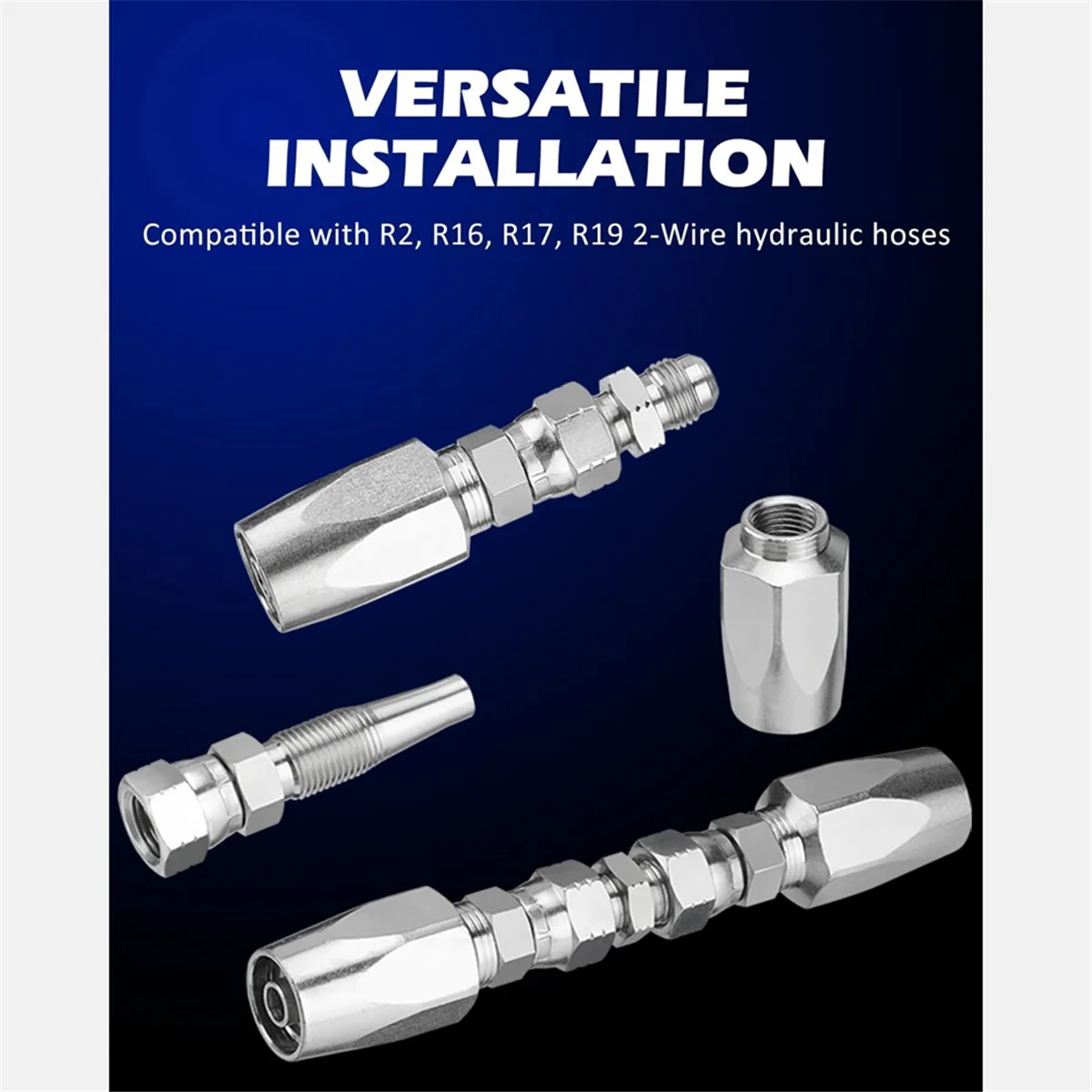 New 2pcs Hydraulic Hose Repair Kit, Reusable, 2-Wire Reusable Hydraulic Repair Fitting 1/4Inch