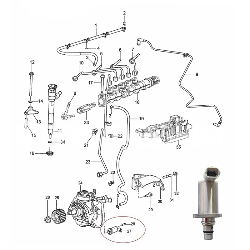 AU04 -Fuel Pump Suction Control Valve Kit SCV 55493549 55593780 For Chevrolet Colorado GM CC Canyonn 2.8L L4 Autoparts SCV