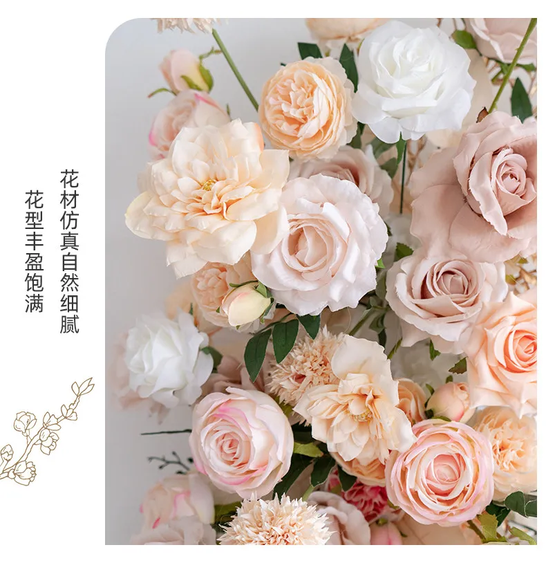 5D Champagnerrosa Rosenblumen-Hängerei, Blumenarrangement für Hochzeits-Hintergrunddekoration, Wand-, Tisch- und Fensterdekoration für Partys – Detail 3