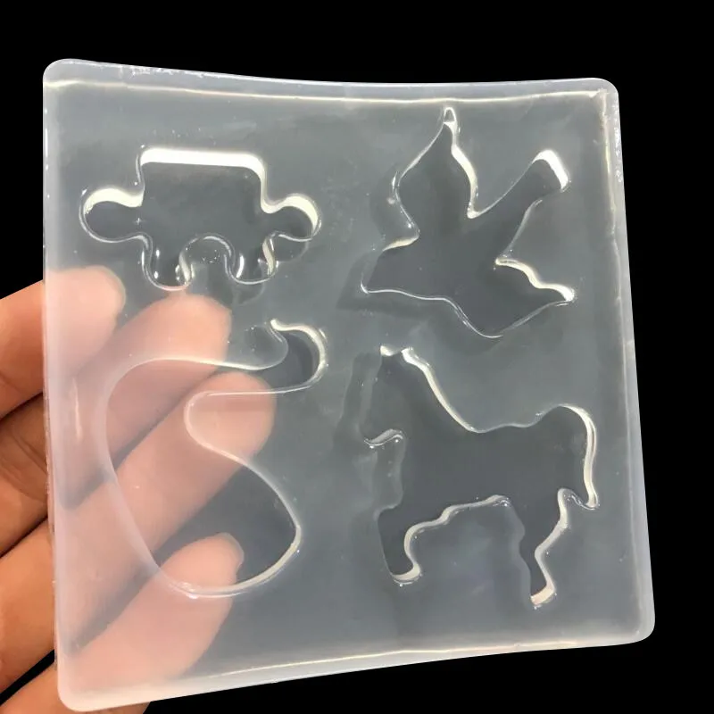 DIY Crystal Glue Mold Silicone Mould Mirror Puzzle Swallow Horse Swan Animal Series Ornament Resin Molds 16283