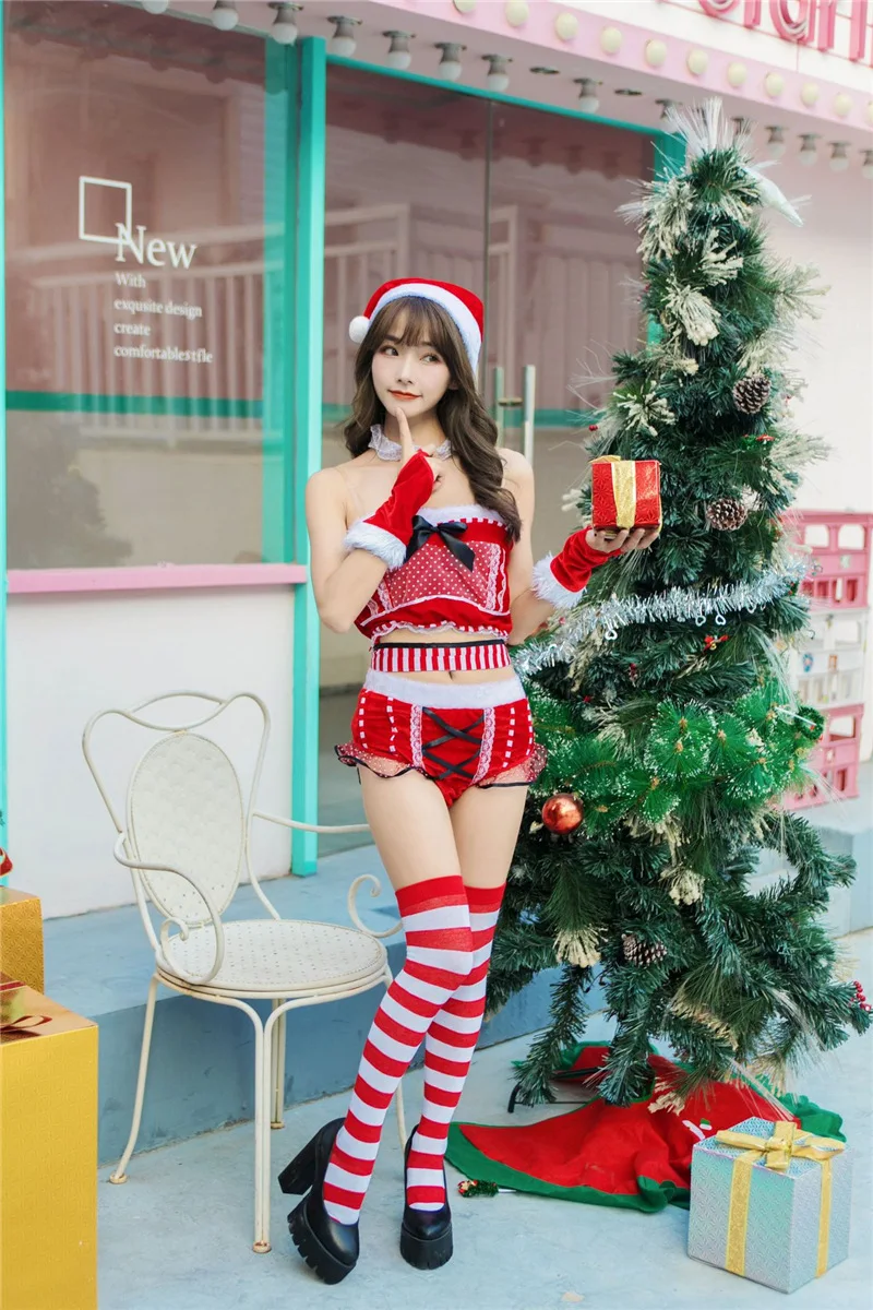 Sexy Three Point Christmas Costume Sweetheart Candy Christmas Dress Christmas Dress Party Party Performance Clothing