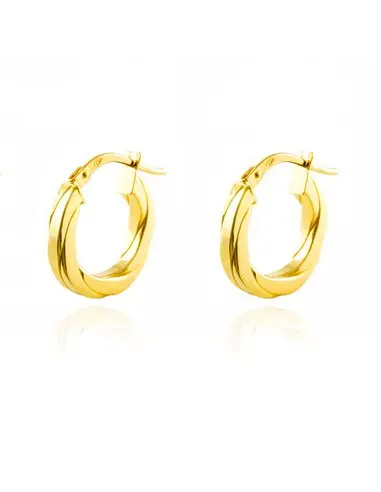 Earrings women gold 18k docble hoops 15x2,5mm