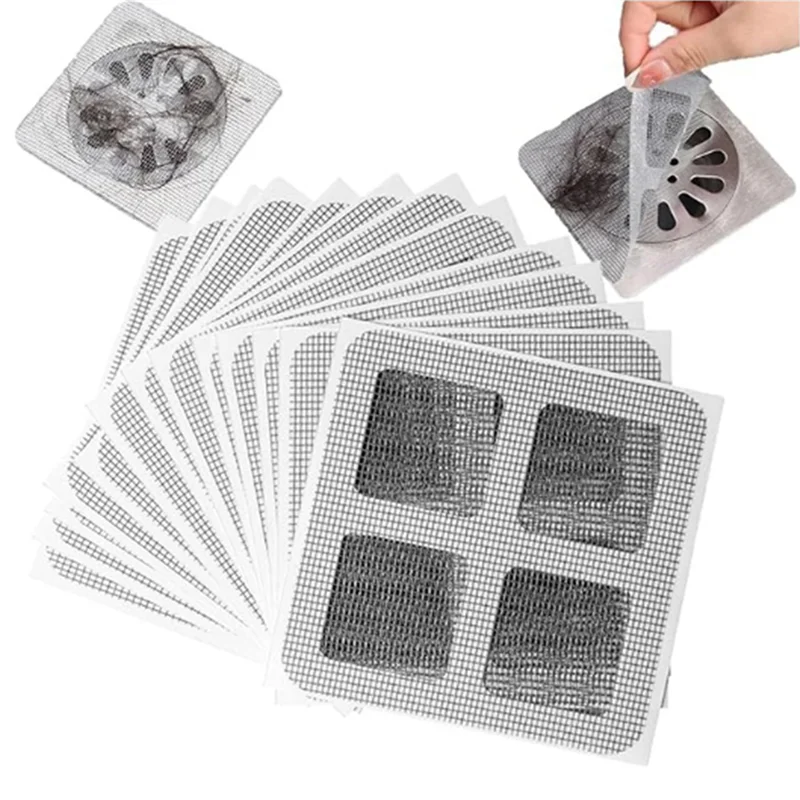 PORK-100Pcs 바닥 배수 스티커, 일회용 샤워 배수 헤어 캐처, 일회용 바닥 배수 스티커, 일회용 배수 커버 Du