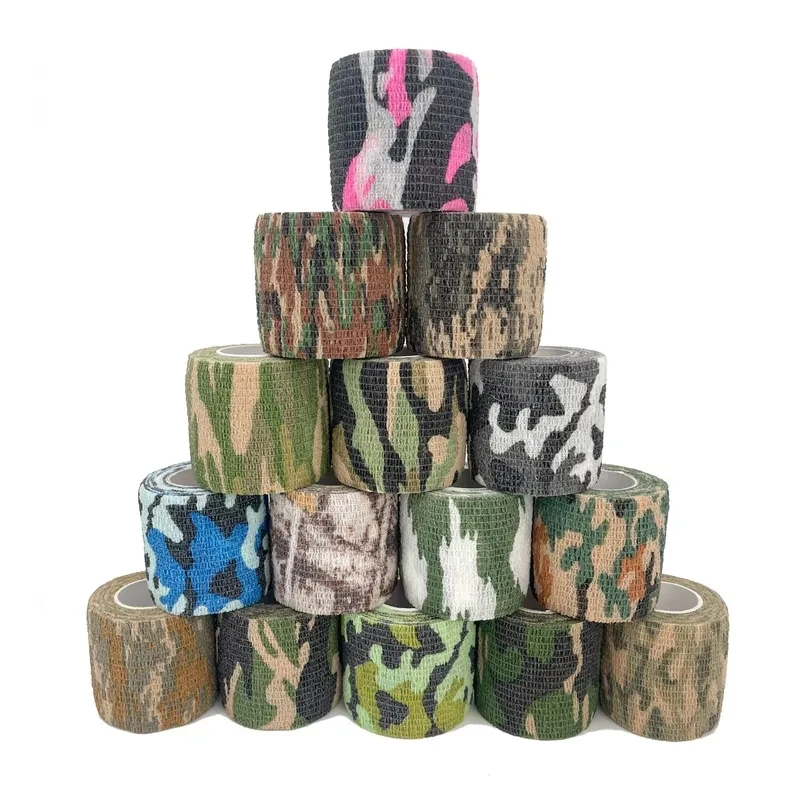 10pcs 4.8m Camouflage Elastic Bandage Hunt Disguise Elastoplast Wrap Tape Self Adhesive Sports Protector Ankle Knee Bandage