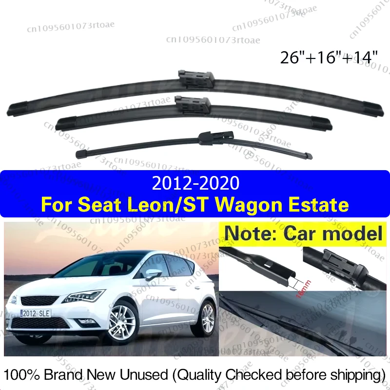 

3PCS For Seat Leon / ST Wagon Estate 2012 - 2020 26"+16"+14" Front Rear Wiper Blades Windshield Windscreen Window Car Rain Brush