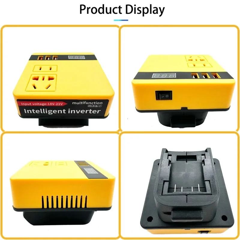 Power bank USB portatile multifunzionale per batterie al litio DeWalt/Makita/Milwaukee 18V, inverter DC 18V a AC 220V