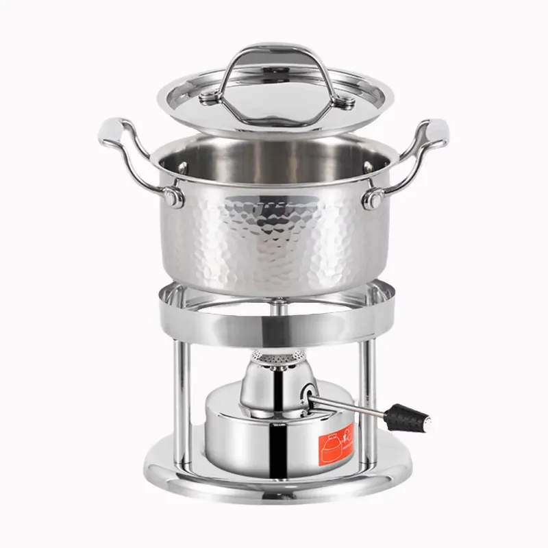 Mini Stainless Steel Hot Pot Single Serve Personal Shabu Cooker for Hotel Restaurant Classic Alcohol Stove Portable Design