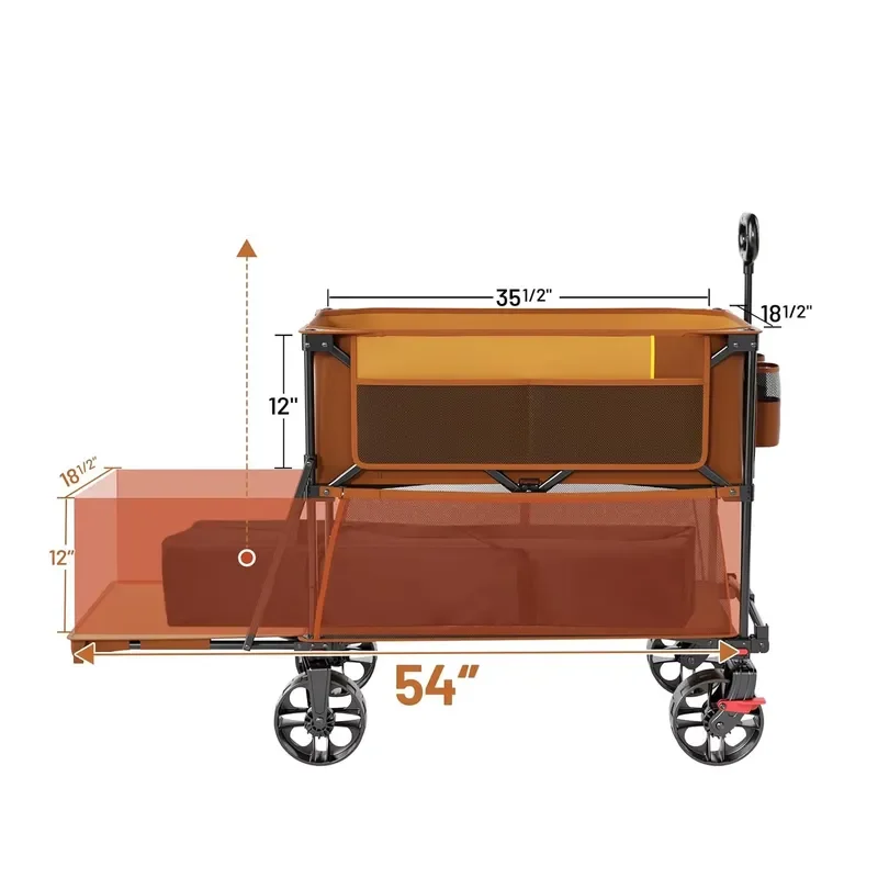 STLF All-in-One Expandable Camping Cart Multi-Level Design Foldable Four-Wheel Easy Maneuver for Camping Outdoor Shopping