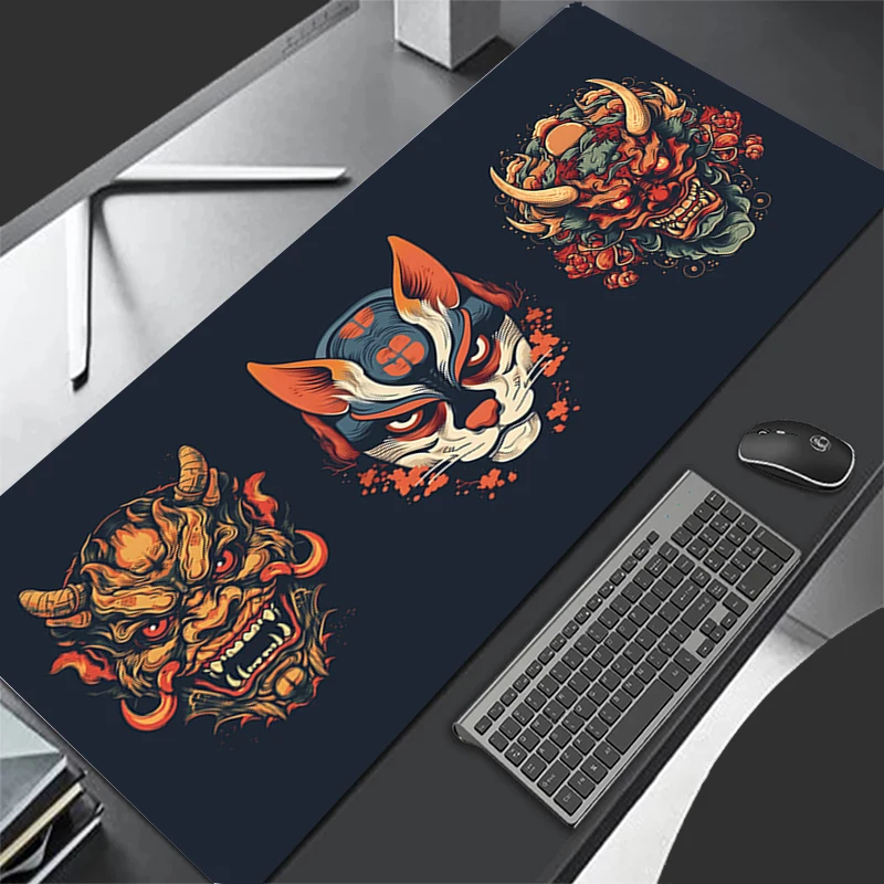 Mousepad Computer Gaming Accessories Keyboard Pad Office PC Rubber Mouse Pad Decoracion Desk Oni Hannya Samurai Mask Mouse Mat
