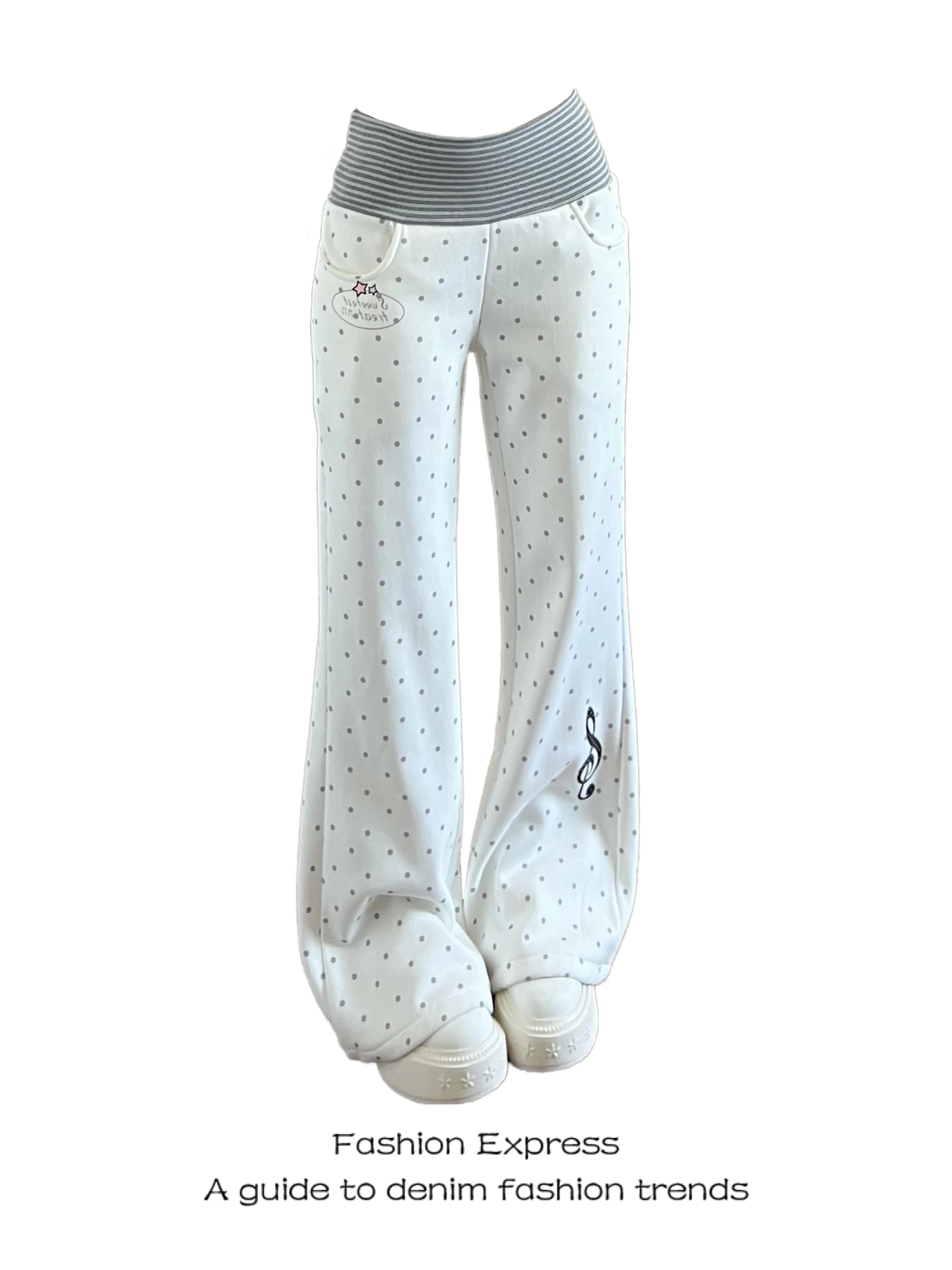 

Женские повседневные брюки в горошек с широкими штанинами, высокой талией, в американском стиле, плиссированные, удлиненные, для осени и зимы