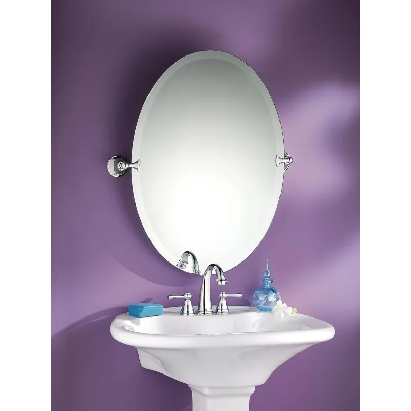 Glensdistricts-Miroir pivotant sans cadre, miroir inclinable narmural pour salle de bain, vanité, chrome, 26x22 pouces, nouveau