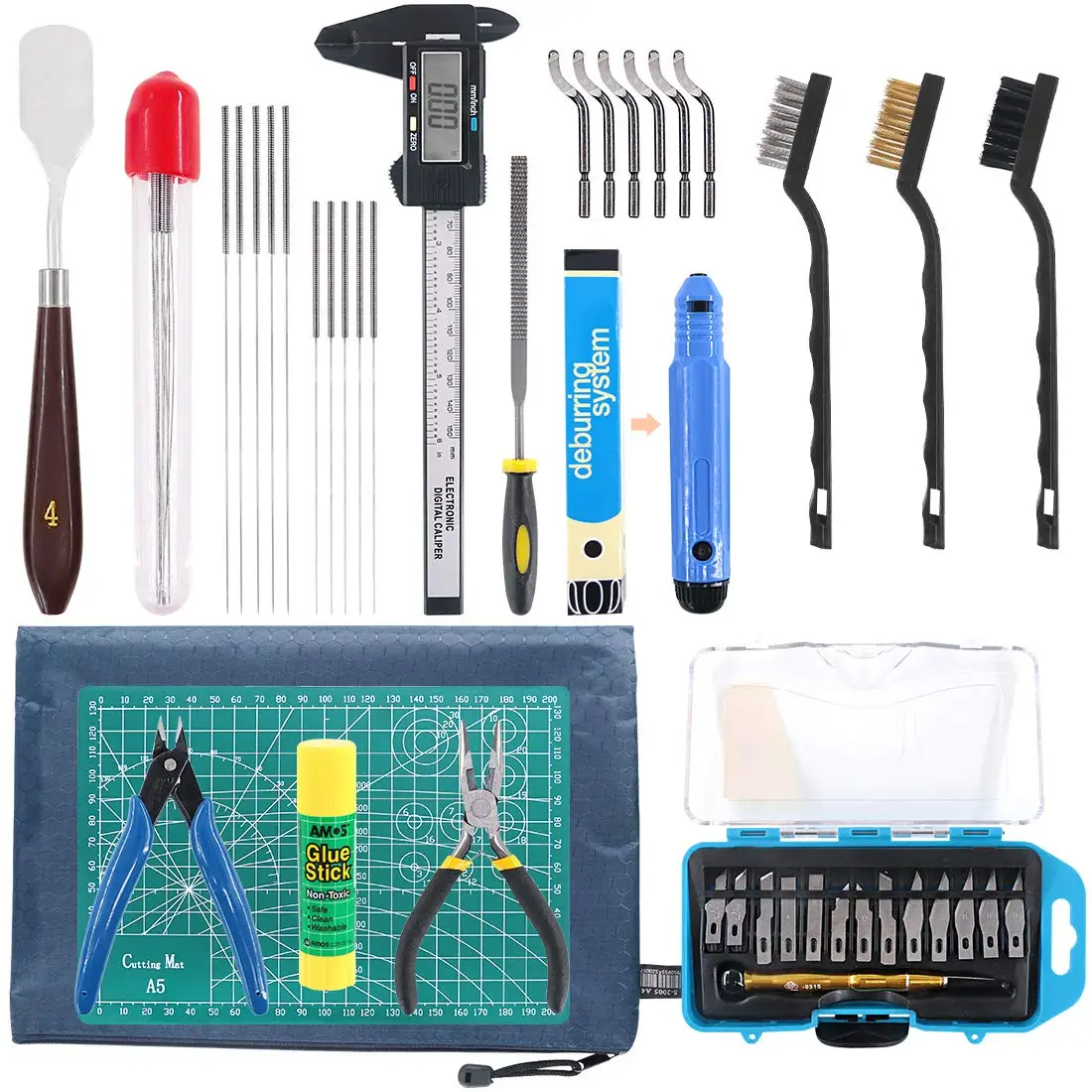 

42-Piece 3D Printer Tool Kit with Deburring, Cleaning, and Storage Bag for Finishing Prints