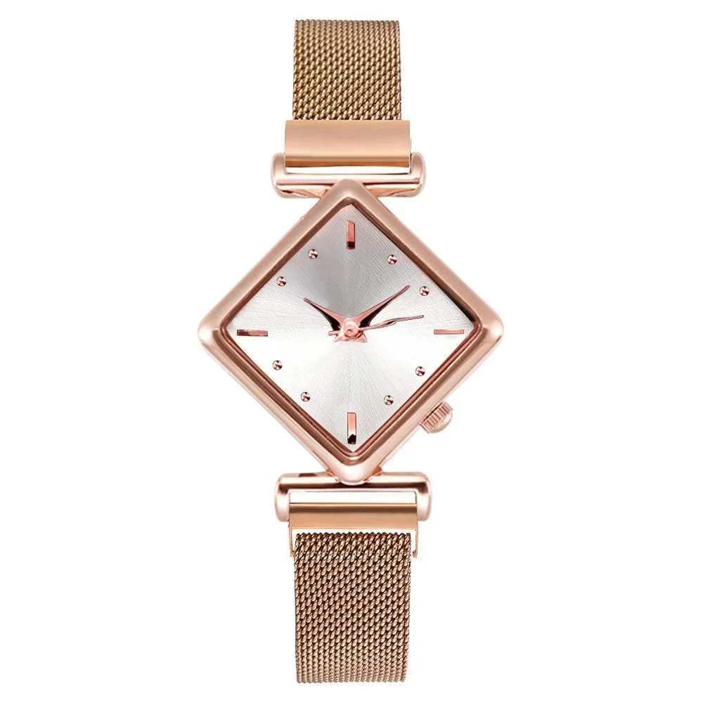 Ladies' simple, fashionable, personalized diamond shaped magnet watch blind box