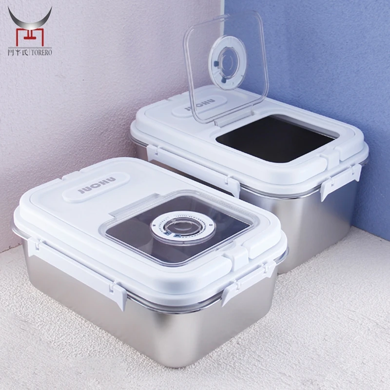 

Stainless Steel Pet Food Storage Barrel For Dog Cat Food Large Capacity Sealed Insect-proof Moisture-proof Cat Food Box