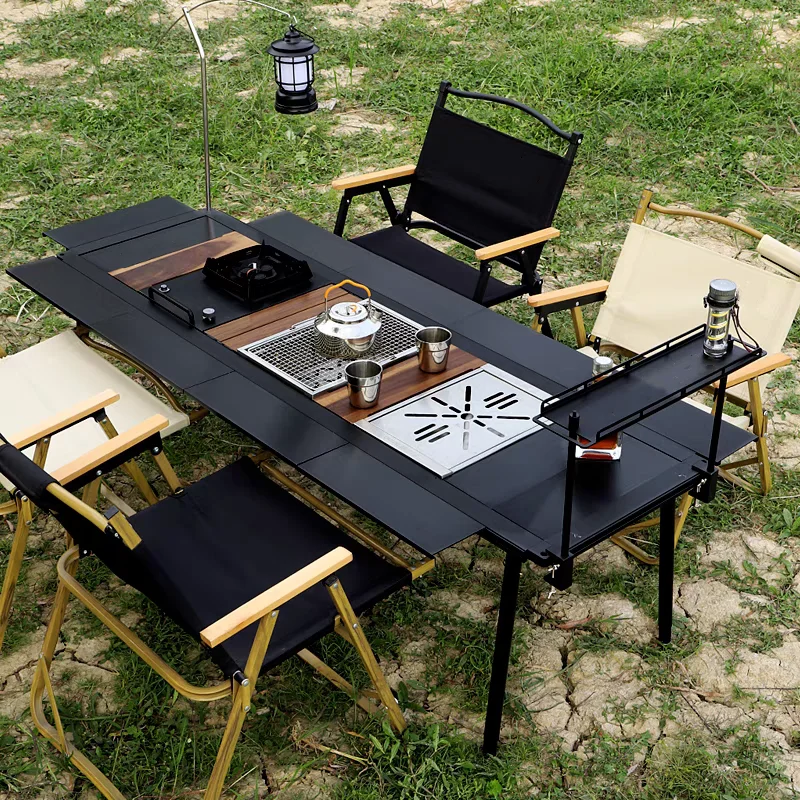 

Camping IGT Table 4-Unit Black Free Combination Aluminum Alloy IGT Table Equipment Outdoor Portable Combination 2-Unit Table