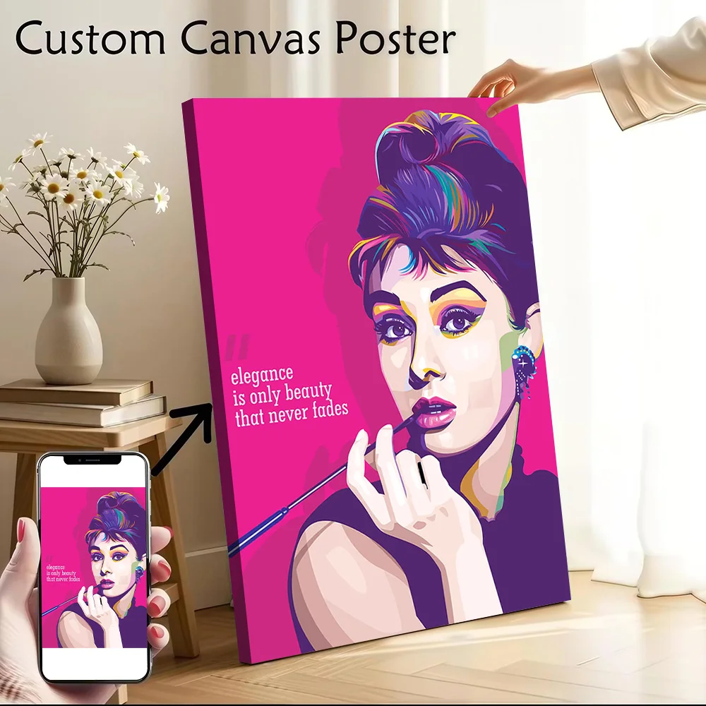 Audrey Hepburn Pop Art Printed Canvas Wall Art Customizable Paintings Poster Perfect Gift for Decoration Living Room Painting