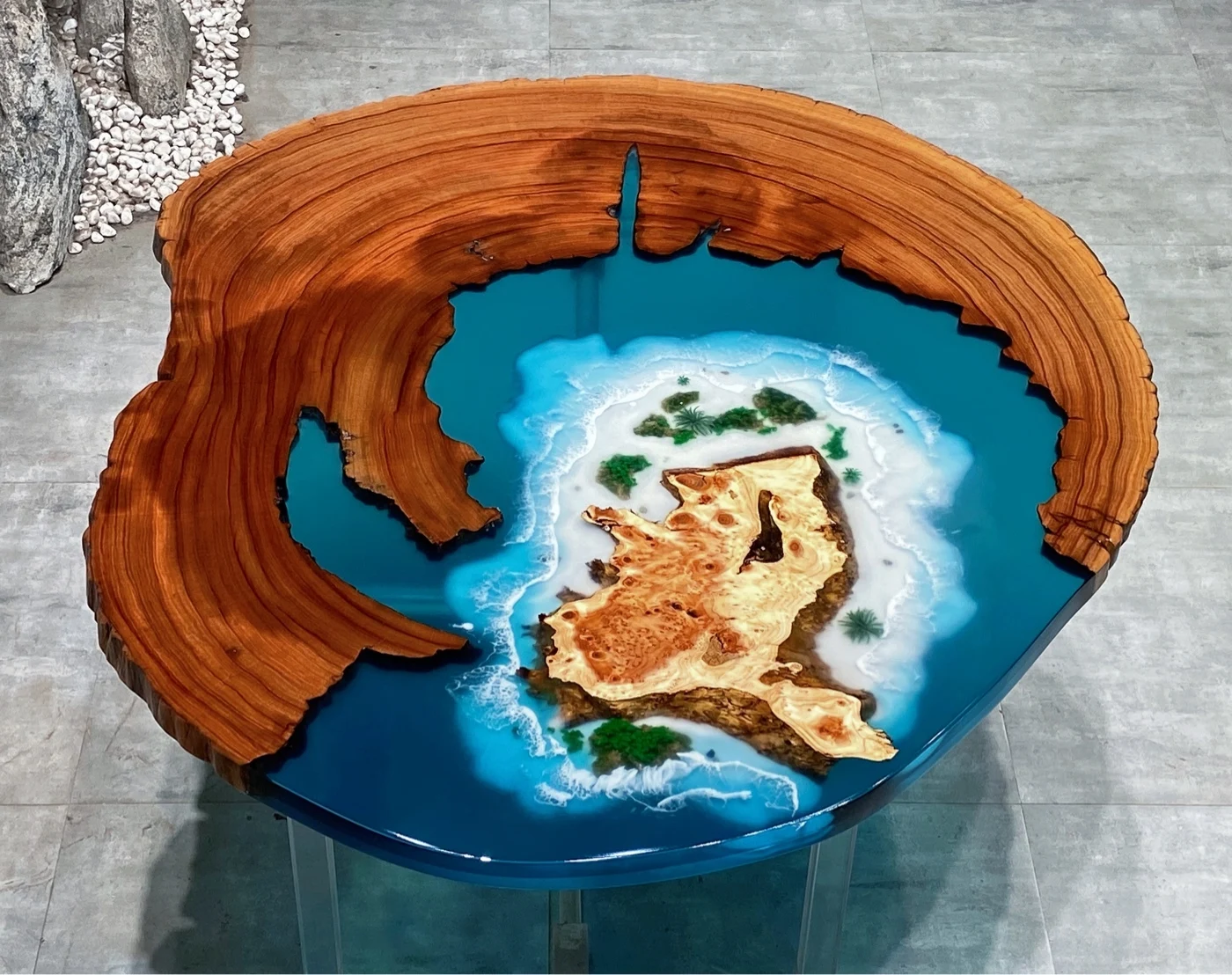 

Customized epoxy resin household table, solid wood board, walnut wood, pear wood, raw wood, river tea table